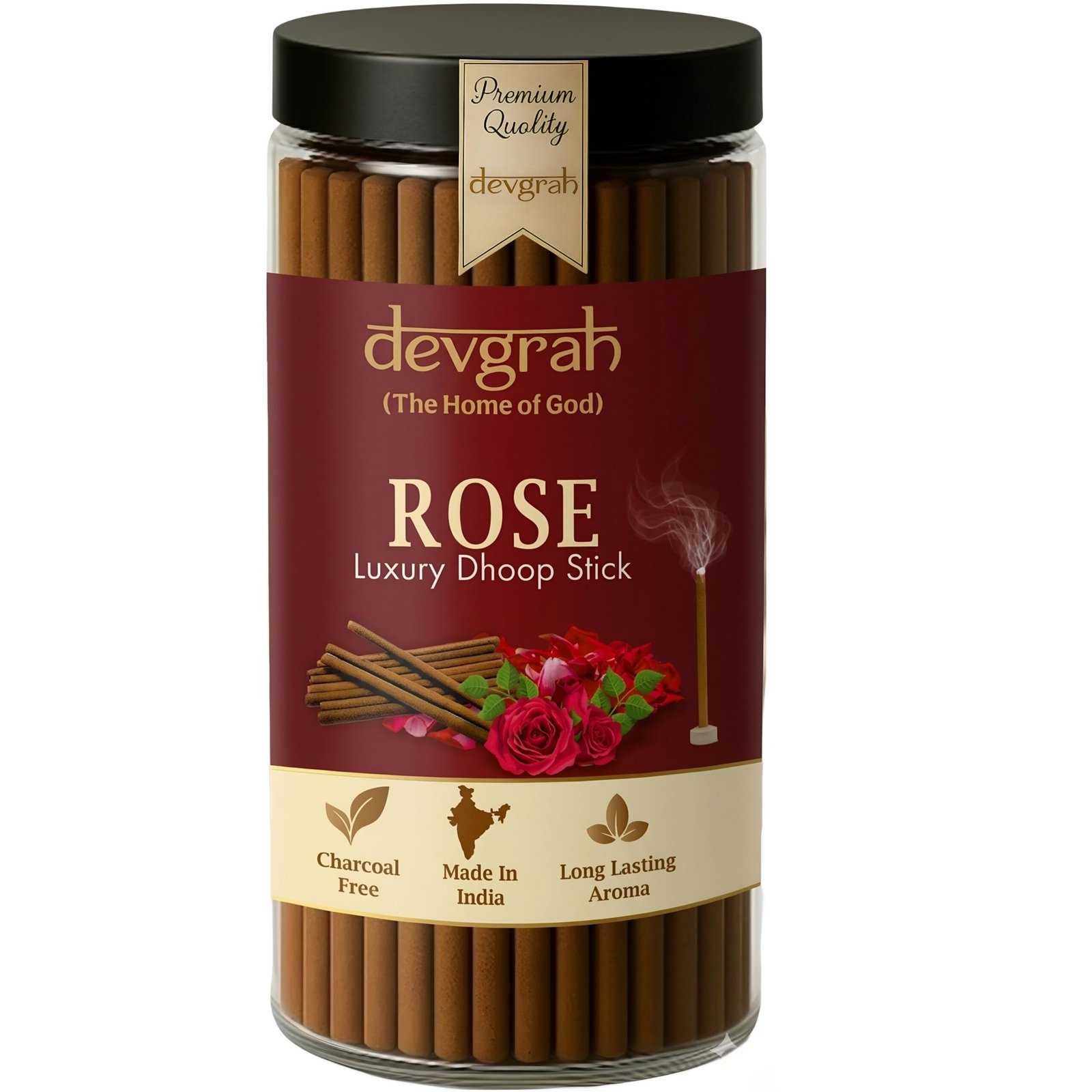 Rose  Dhoop Stick | Sandalwood Bambooless Sticks | Charcoal free